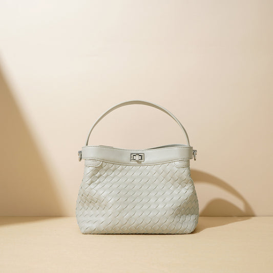 Women's Braided Leather Stylish Textured Commuter Portable Shoulder Bags