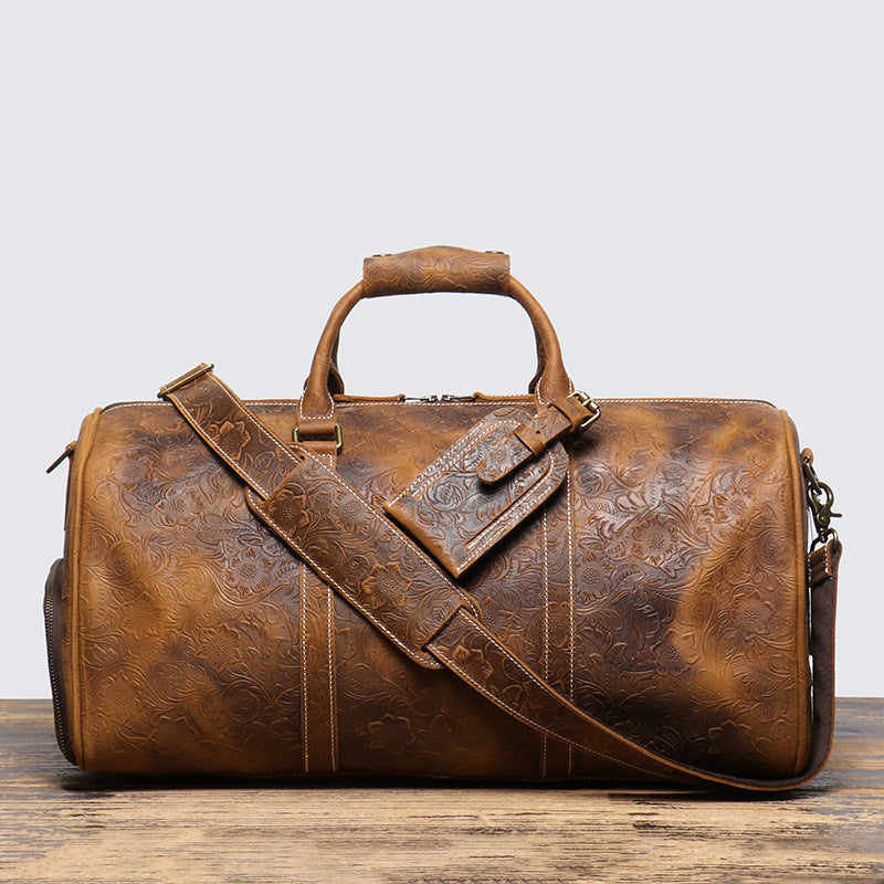 Men's Source Genuine Leather Portable Large Capacity Travel Bags