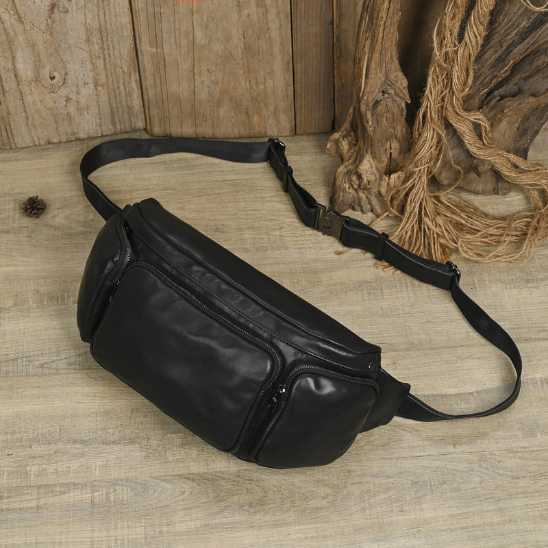 Men's Super Soft Leather Trendy Top Layer Men's Chest Bags
