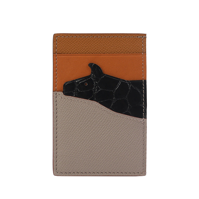Zodiac Crocodile Sheepskin Hand Sewing Multiple Card Holder