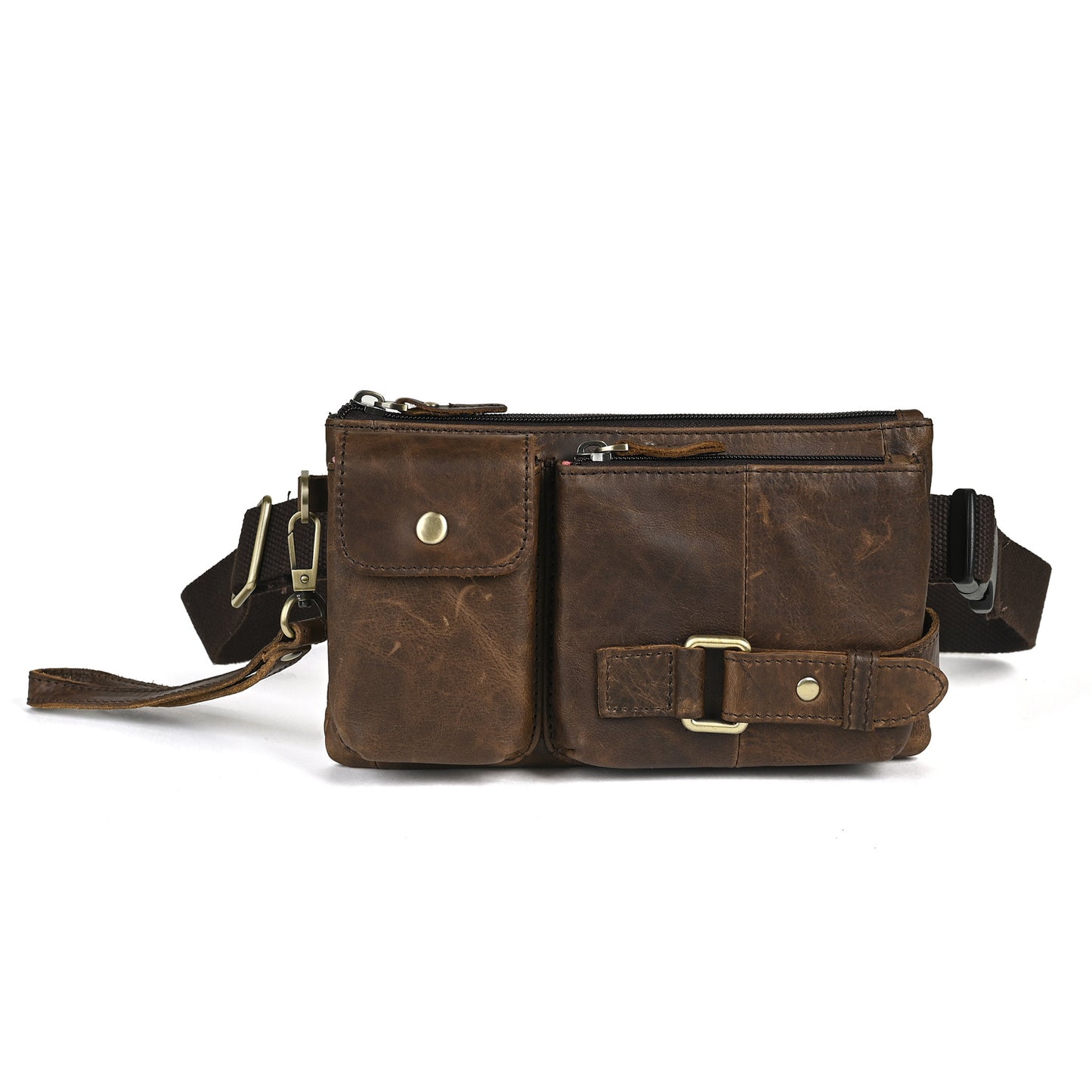 Men's First Layer Vegetable Tanned Leather Cowhide Trendy Men's Chest Bags