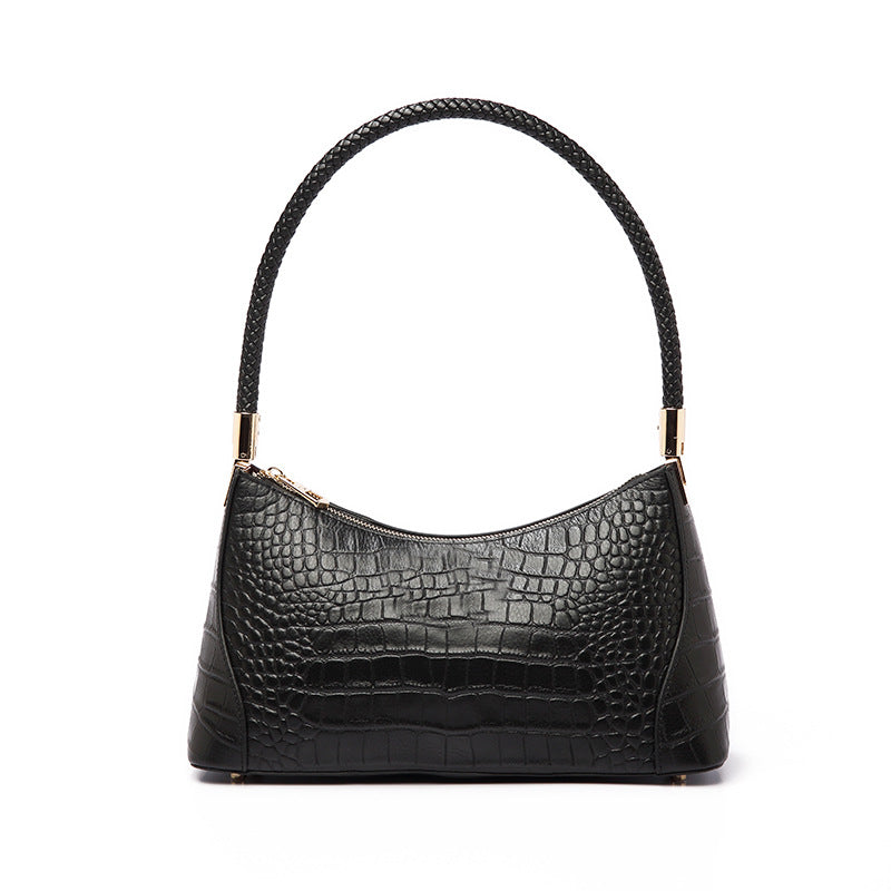Women's Trendy Genuine Leather Underarm High-grade Minority Crocodile Pattern Shoulder Bags
