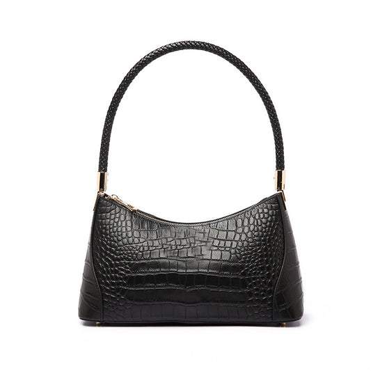 Women's Trendy Genuine Leather Underarm High-grade Minority Crocodile Pattern Shoulder Bags