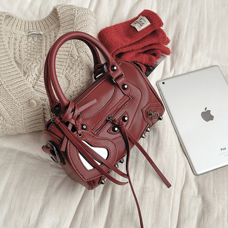 Women's Trendy Cool Motorcycle Fashionable Portable Pink Crossbody Bags
