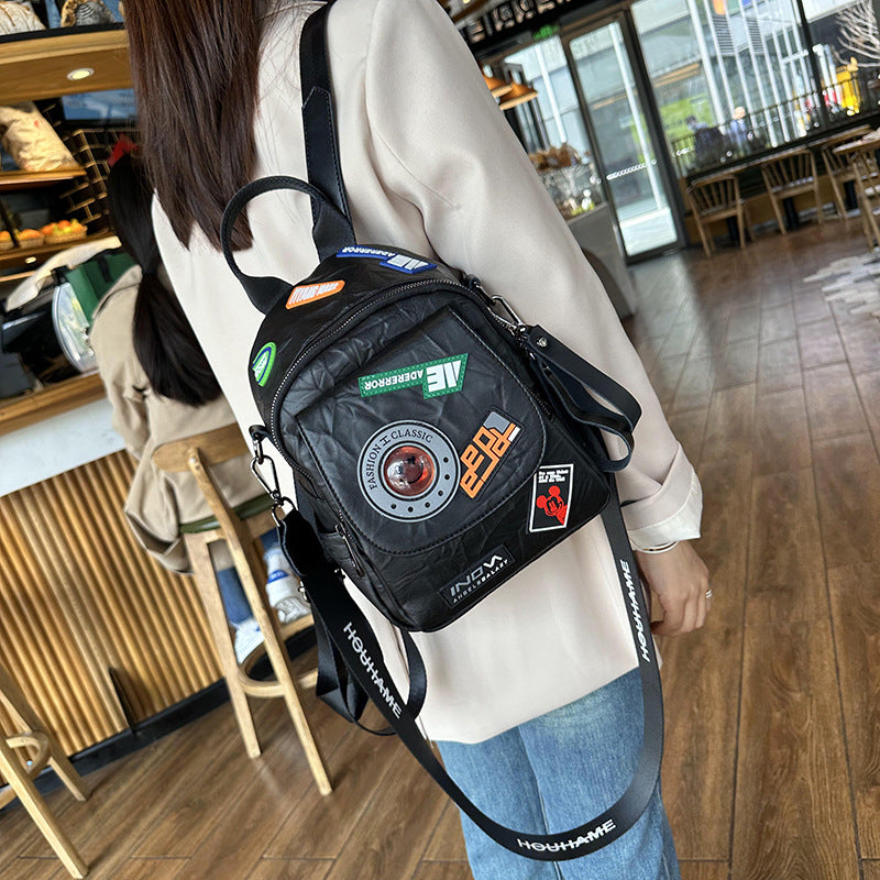Women's Two Shoulders Retro Style High-grade Pleated Backpacks