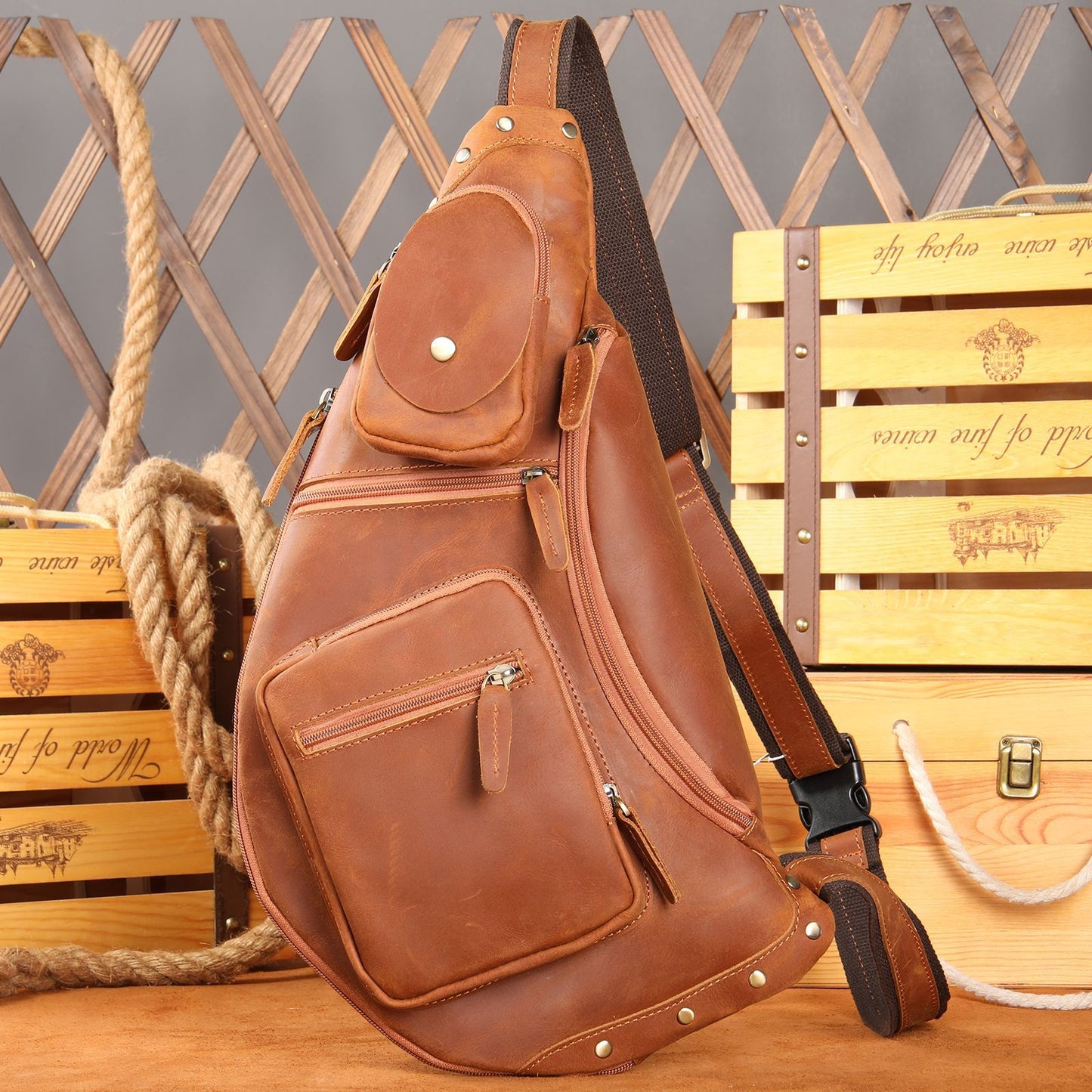 Leather Versatile Large Capacity Crazy Horse Men's Messenger Bags
