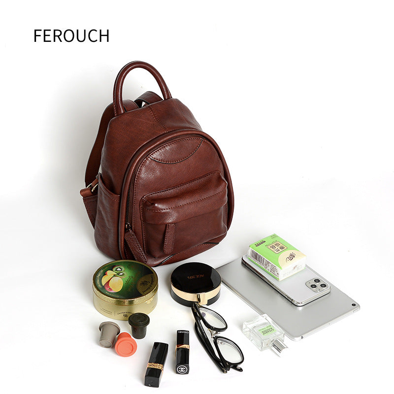 Women's Fashion Trend Genuine Leather Large Capacity Backpacks