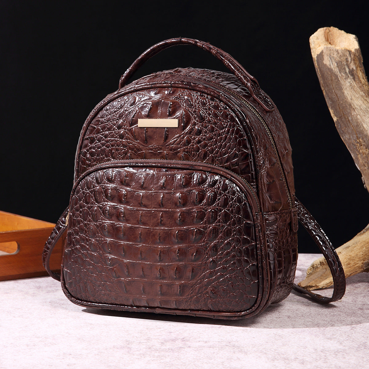 Women's Graceful Retro Crocodile Pattern Brahmin Backpacks