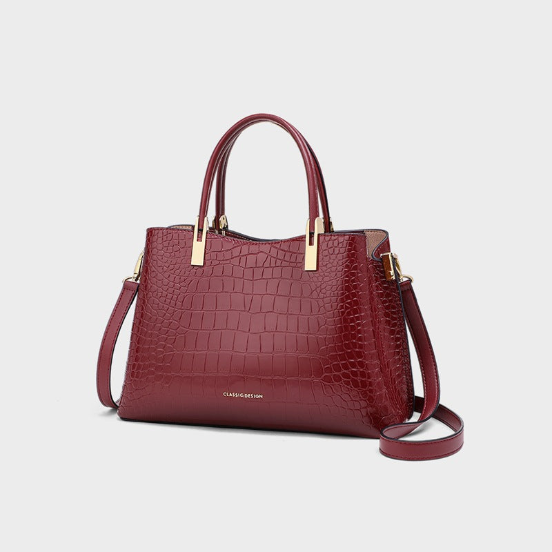 Women's Red Genuine Leather Mother-in-law Light Luxury Wedding Handbags