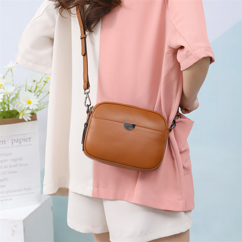 Women's Layer Cowhide Leisure Practical Simple Soft Crossbody Bags