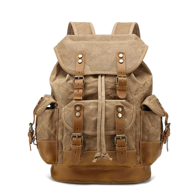 Retro Waterproof Oil Wax Canvas Large Backpacks