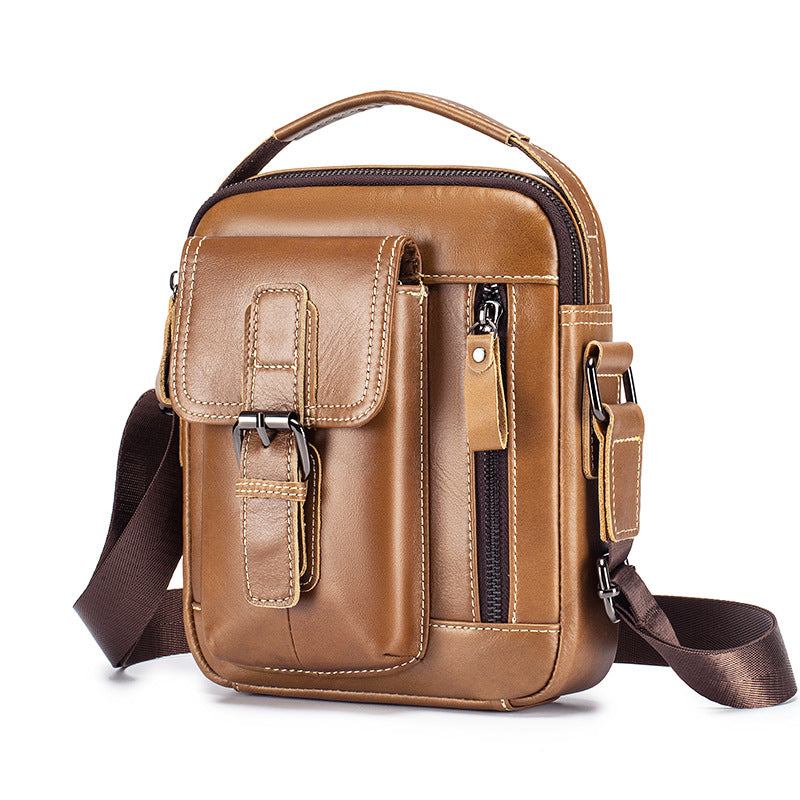 Men's Cowhide Genuine Leather Retro Vertical Handbags
