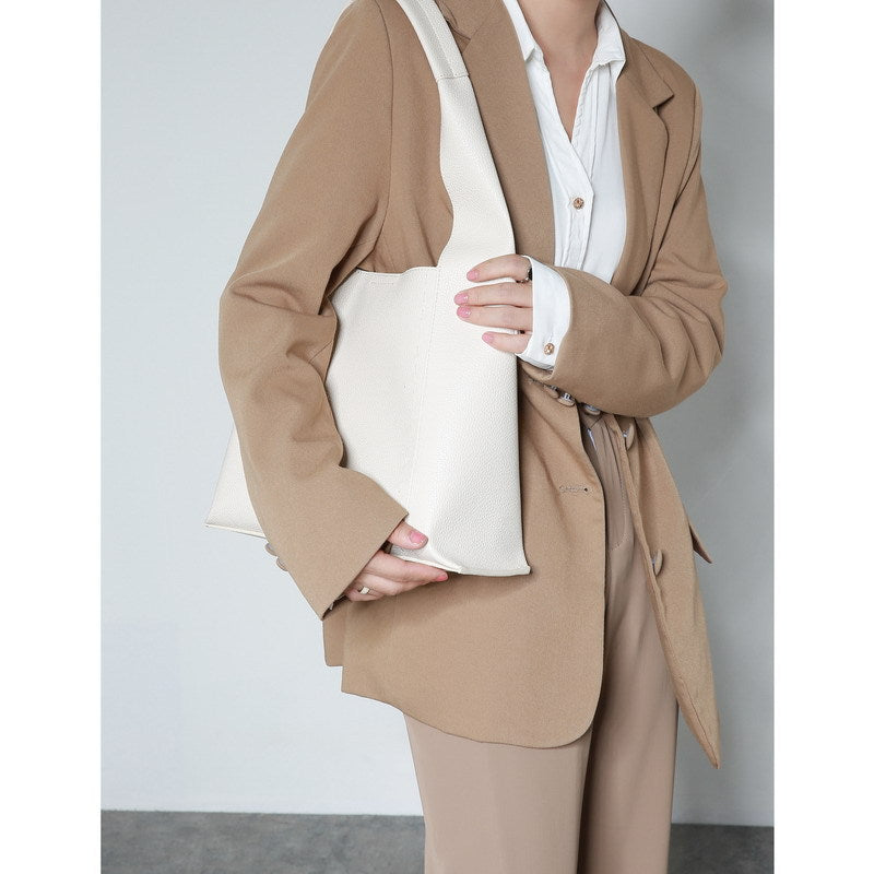 Women's Cowhide Large Capacity Commuter Shopping Underarm Shoulder Bags