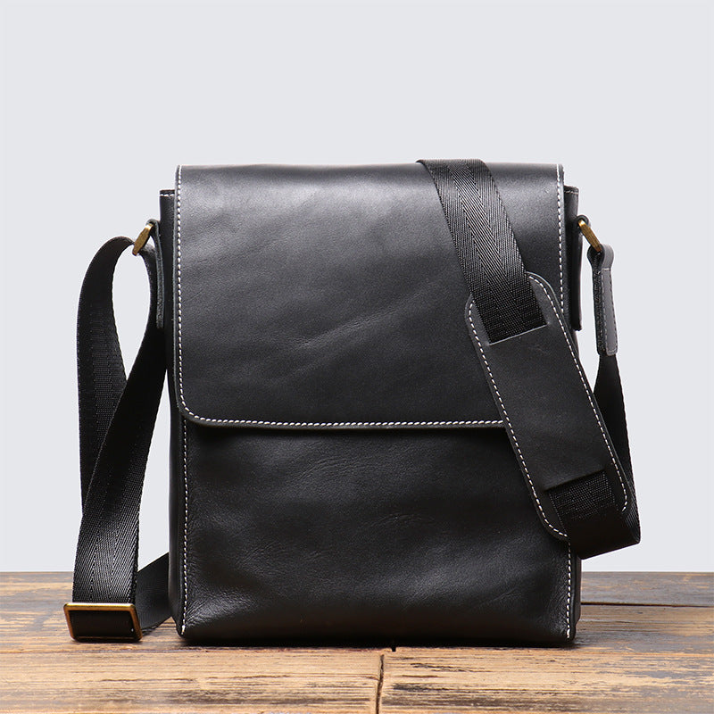Men's Crazy Horse Leather Genuine Handmade Simple Men's Messenger Bags