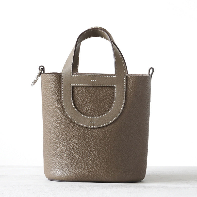 Women's Nose Vegetable Basket Genuine Leather First Bucket Bags