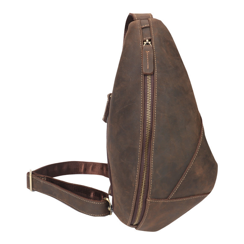 Men's Fashion Leather Crazy Horse Cowhide Commute Men's Chest Bags