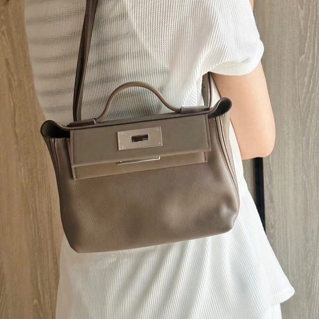 Women's First Layer Cowhide Kelly Genuine Leather Small Square Bags