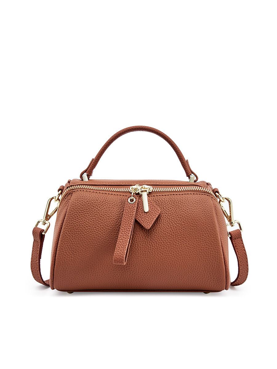 Women's First Layer Cowhide Boston Retro Simple Crossbody Bags