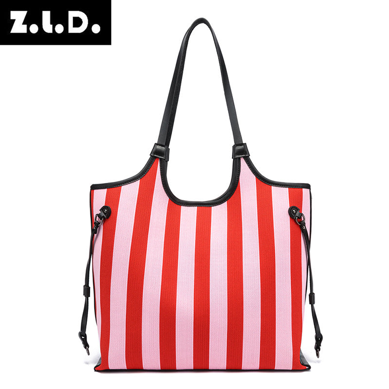 Women's Classic Cool Striped Large Capacity Tote Bags