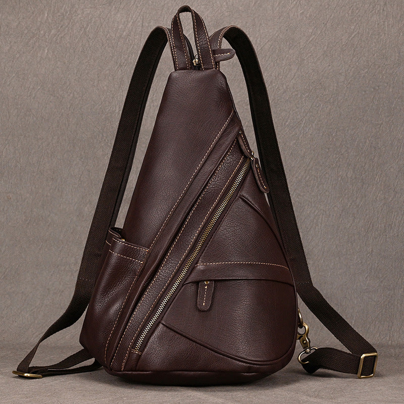 Men's Vintage Leather Crazy Horse Cowhide Men's Chest Bags