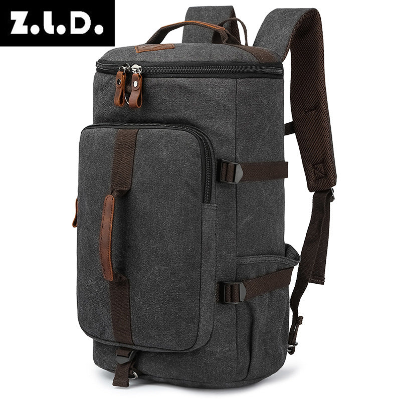 Retro Canvas Large Capacity Cylinder Unisex Backpacks