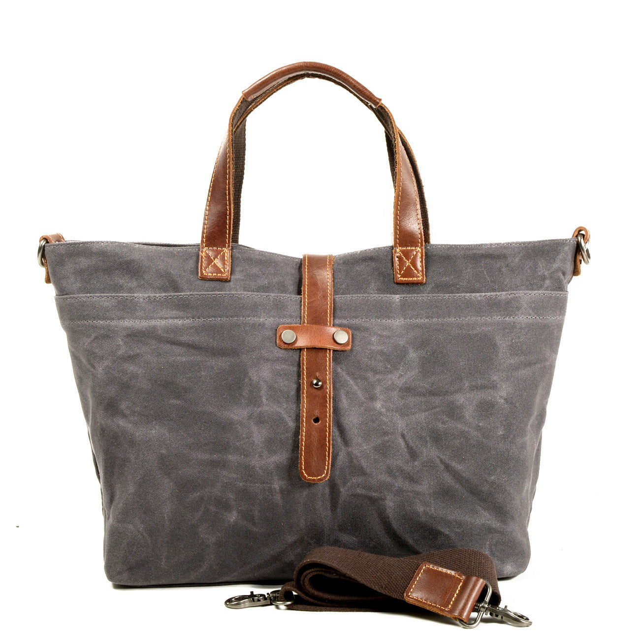 Women's Portable Genuine Leather Solid Color Simple Tote Bags