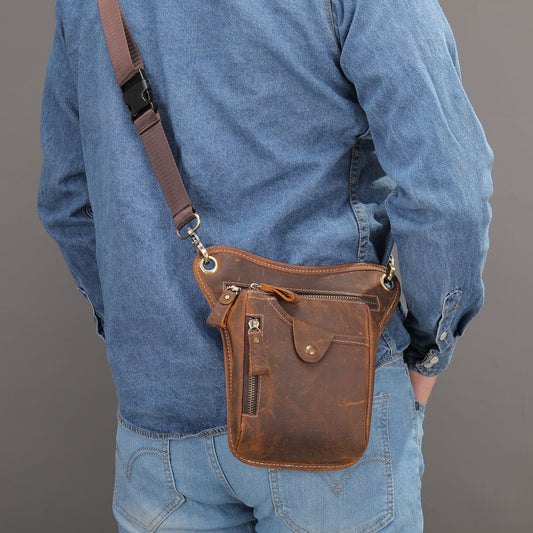 Men's Crazy Horse Leather Genuine Mobile Vintage Men's Waist Packs