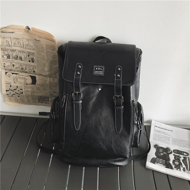 Men's Retro College Boys Campus Soft Leather Backpacks