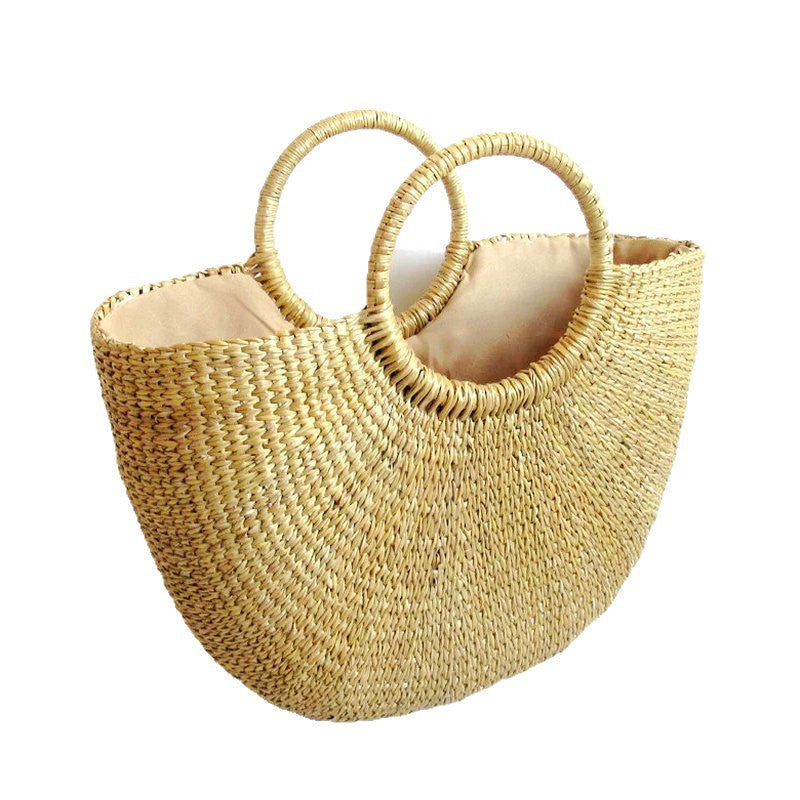 Woven Semicircle Hand Simple Solid Color Handbags