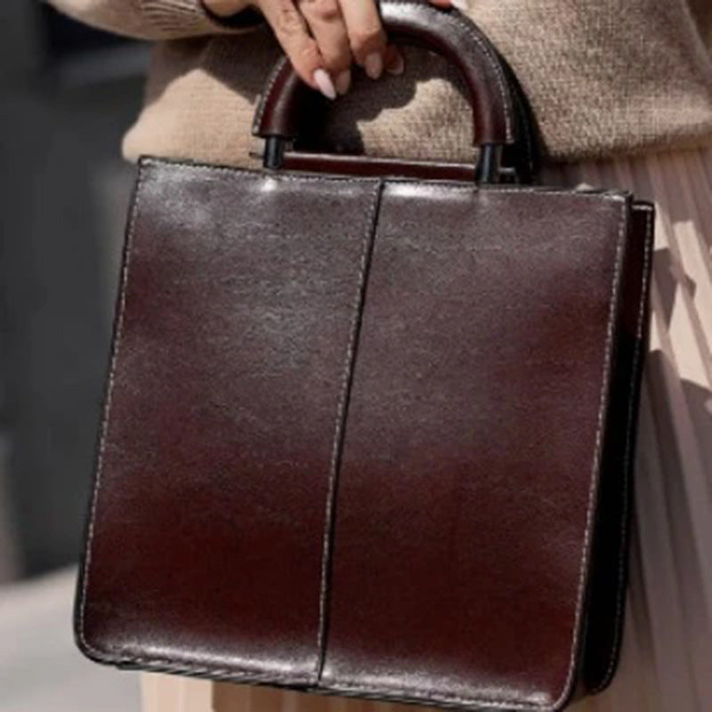 Women's Oil Wax Cowhide Big Fashionable Elegant Bags
