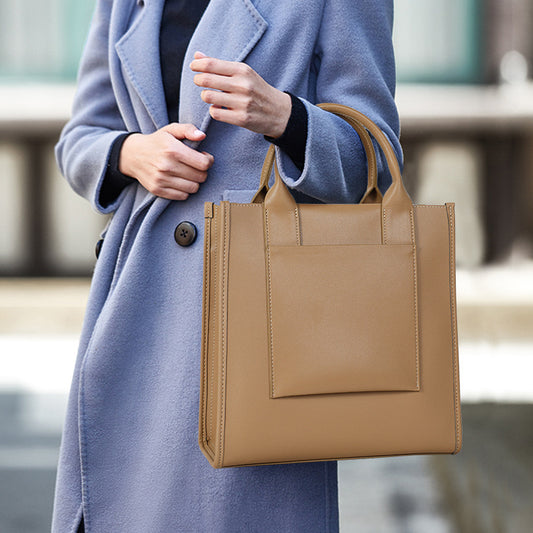 Women's Vertical Advanced Texture Niche Commuter Genuine Handbags