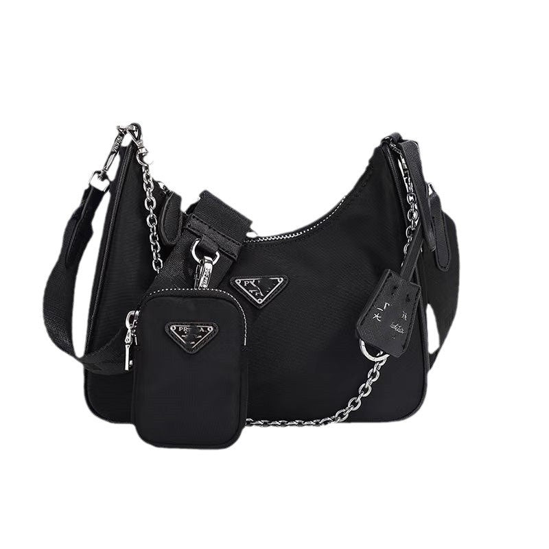 Women's Triangle Mark Waterproof Nylon Cloth Chain Crossbody Bags