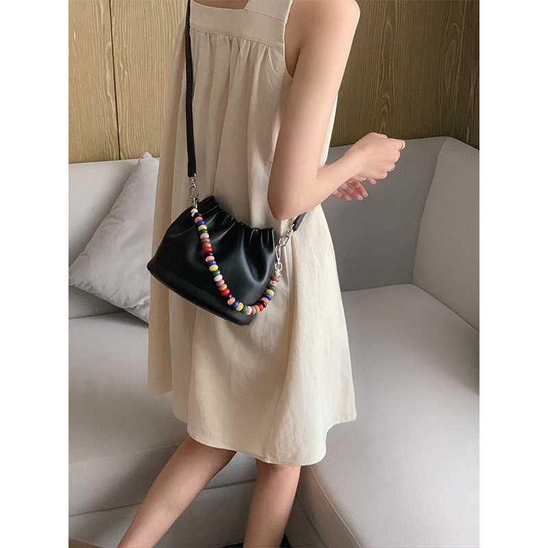 Women's Genuine Leather Rainbow Beaded Niche High-grade Shoulder Bags