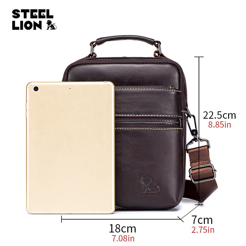 Men's Wax Skin First Layer Leather Vertical Handbags