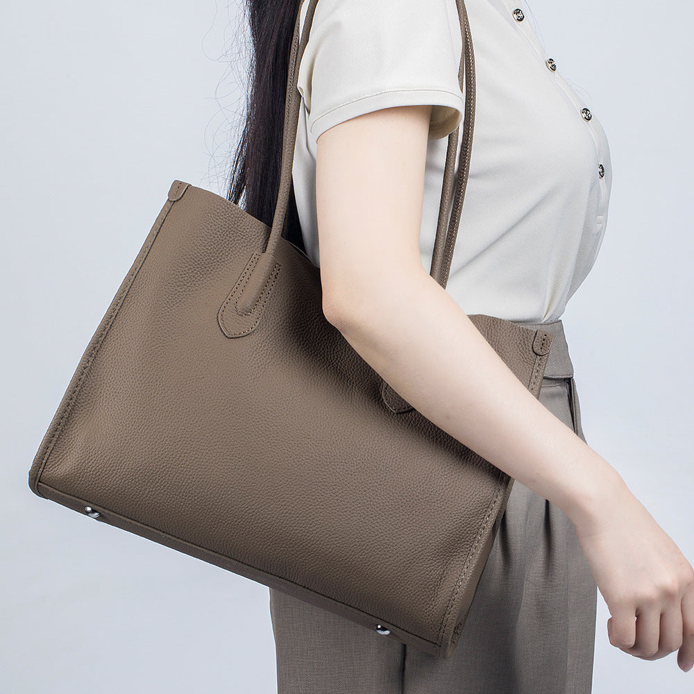 Women's Genuine Leather Niche Soft Versatile High Sense Tote Bags