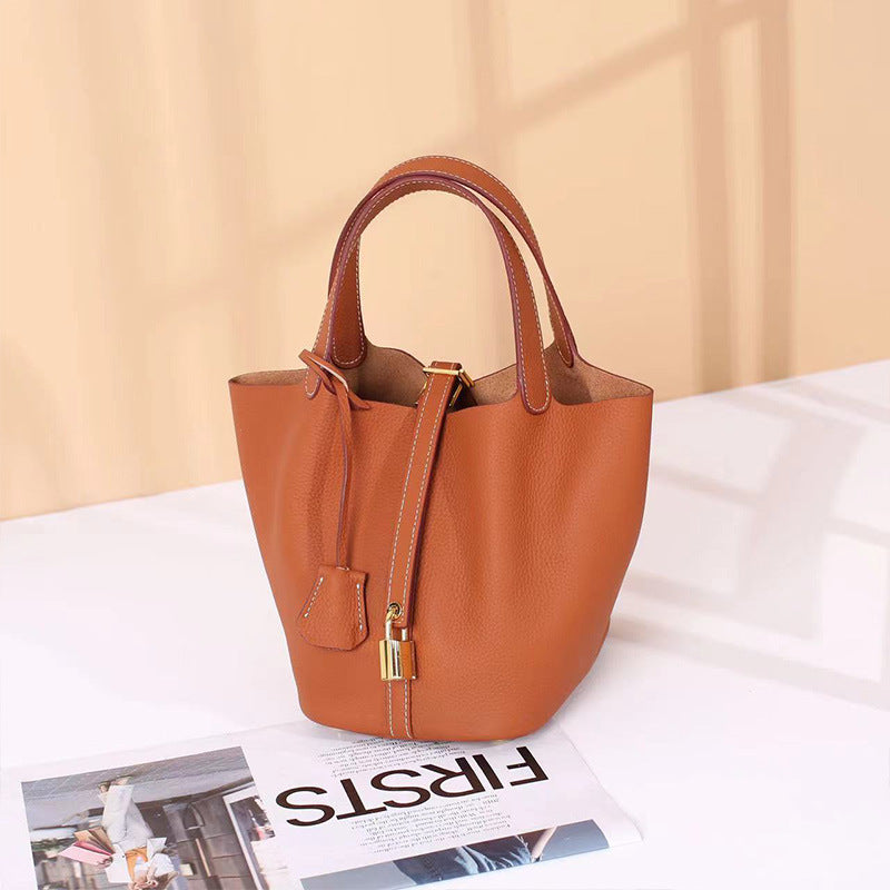 Women's Cowhide Genuine Leather Vegetable Basket Commuter Bags