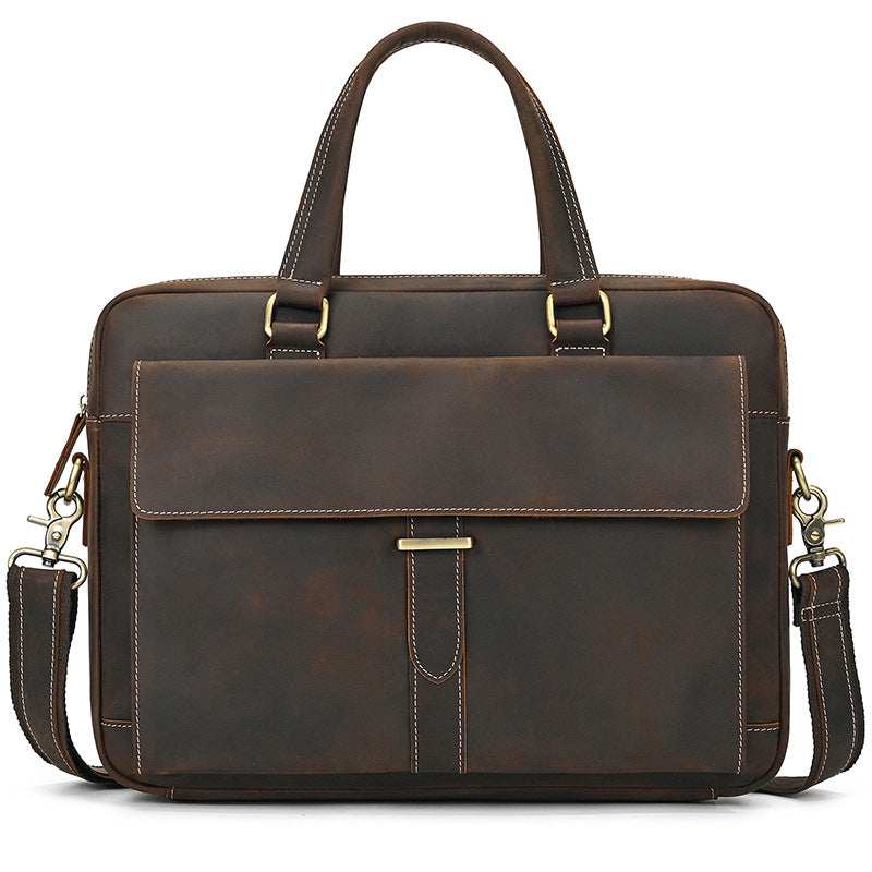 Men's Retro Crazy Horse Leather Commuter Shoulder Bags