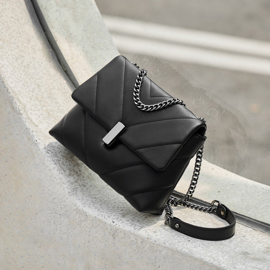Women's Fashion Real Cattle Leather Chain Underarm Shoulder Bags