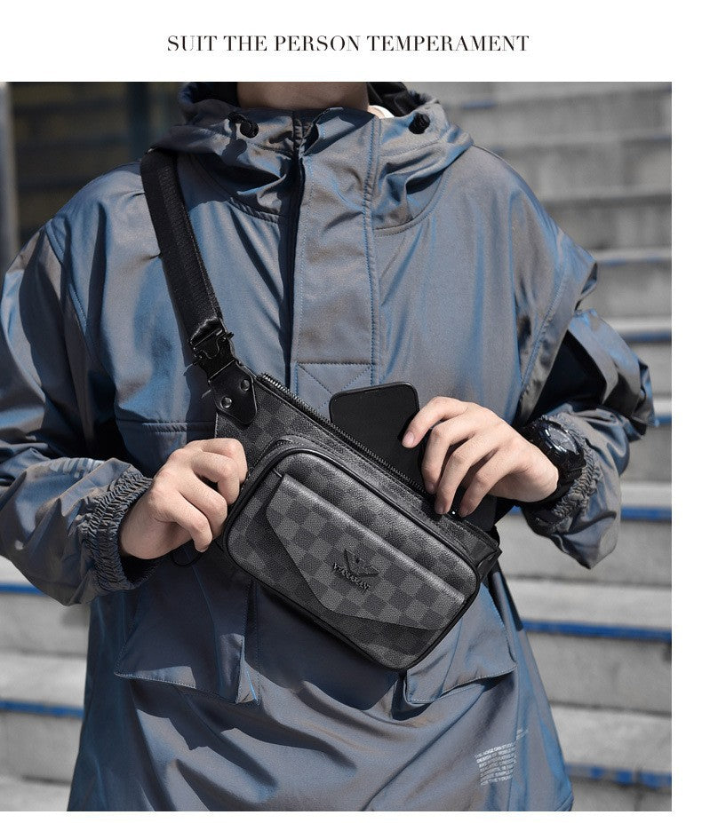 Men's Luxury Authentic Leather Tactile Feel Fashion Men's Chest Bags