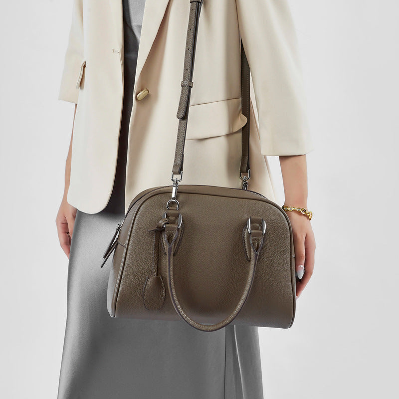 Women's Cowhide Minimalist Boston Bowling High-grade Genuine Leather Crossbody Bags