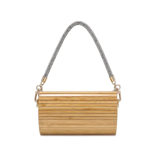 Compiled Rattan Weave Rhinestone Woven Wind Handbags