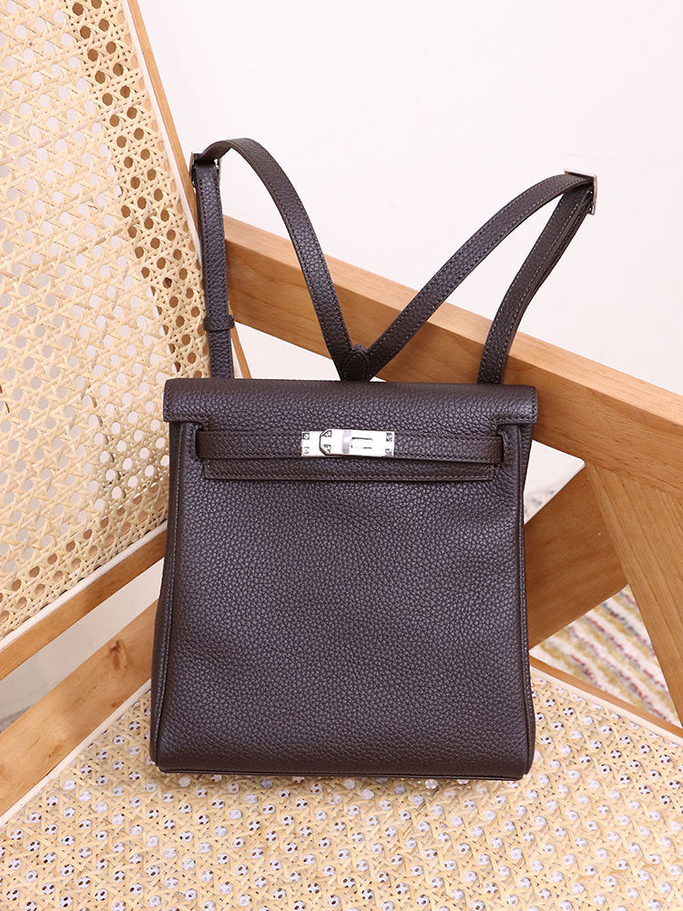Women's First Layer Cowhide Kelly Genuine Leather Backpacks