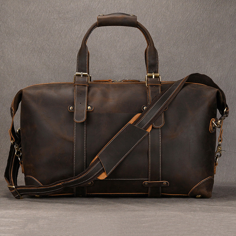 Capacity Leather Retro Crazy Horse Inch Travel Bags
