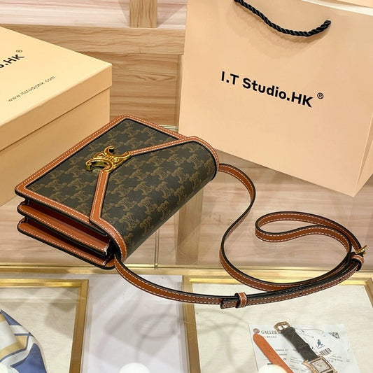 Women's Genuine Leather Simple Trendy Organ Same Shoulder Bags