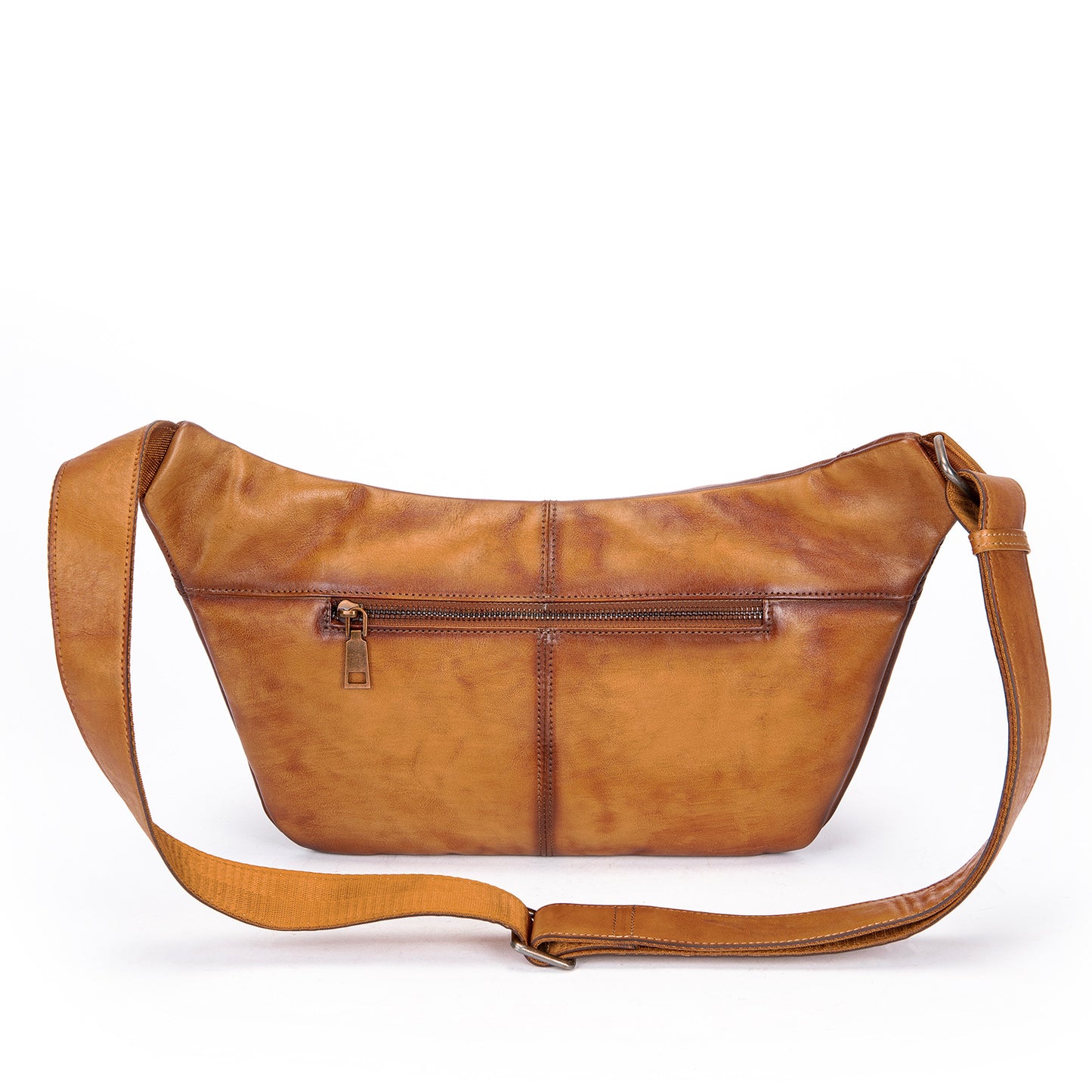 Men's Leather First Layer Cowhide Simple Motorcycle Men's Chest Bags