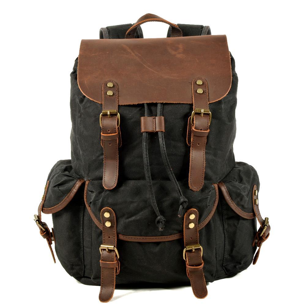 Men's Korean Style Households Waterproof Oil Wax Backpacks