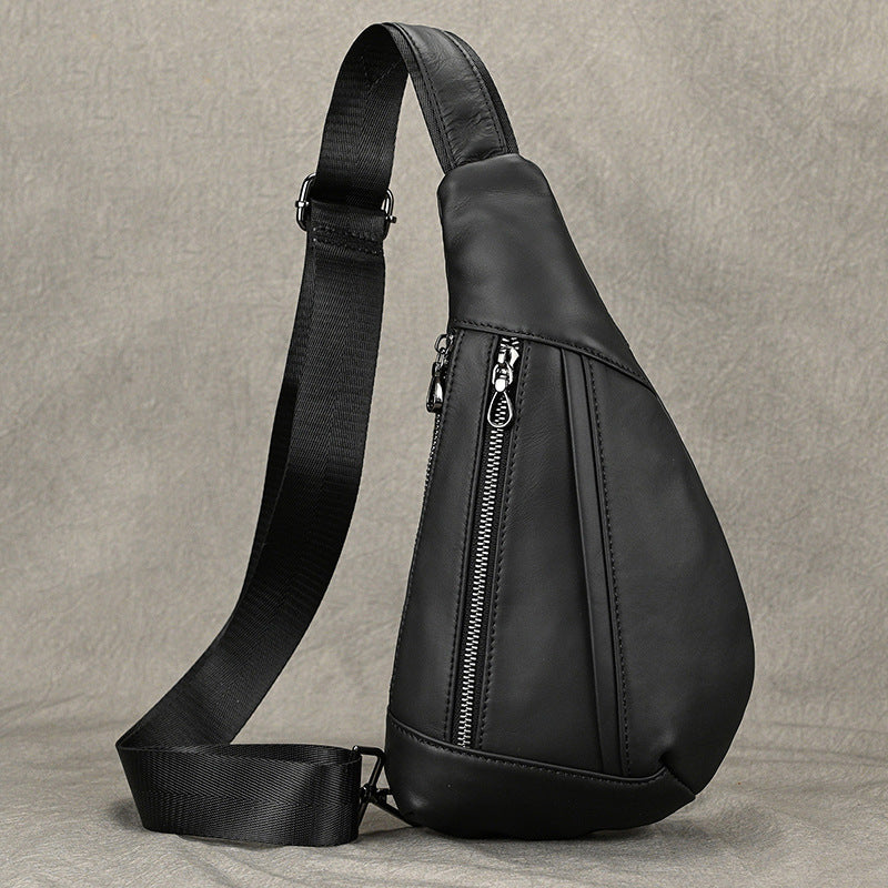 Men's Fashion Leather First Layer Cowhide Retro Men's Chest Bags