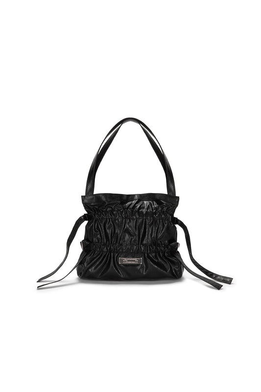 Women's Pleated Solid Color Cowhide Versatile Simple Shoulder Bags