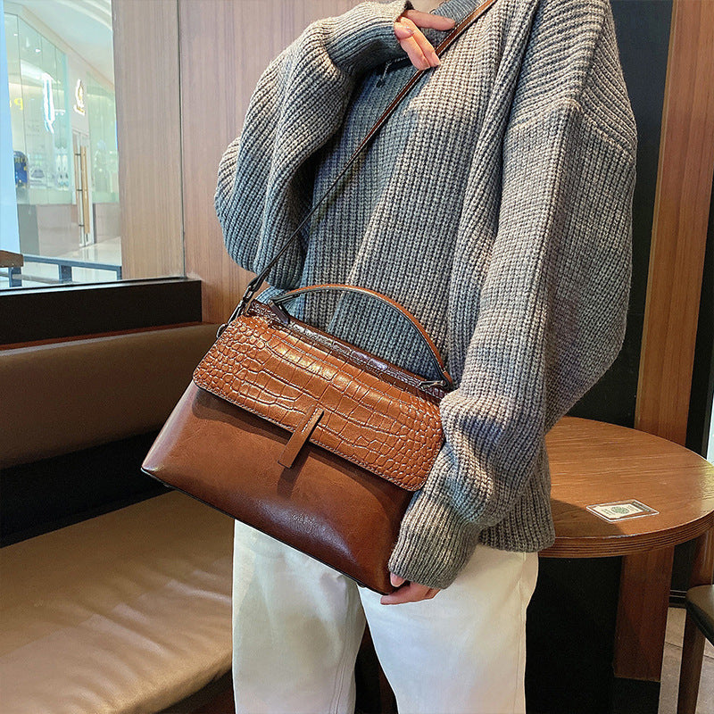 Women's Genuine Leather Crocodile Pattern Fashion Oil Shoulder Bags