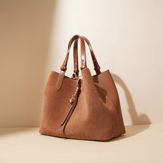 Women's Food Basket Fashion Genuine Leather Frosted Tote Bags